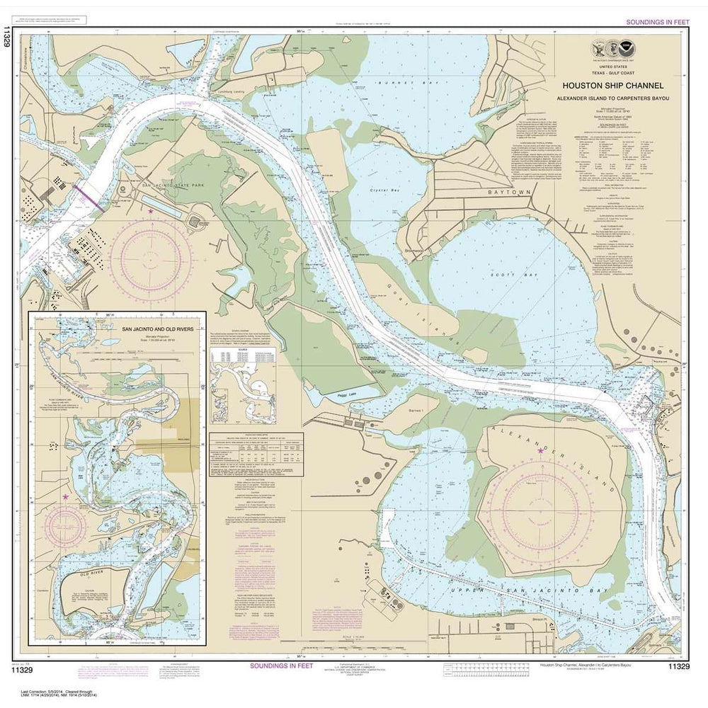 NOAA Chart 11329: Houston Ship Channel Alexander Island to Carpenters Bayou; San Jacinto and Old Rivers - Life Raft Professionals