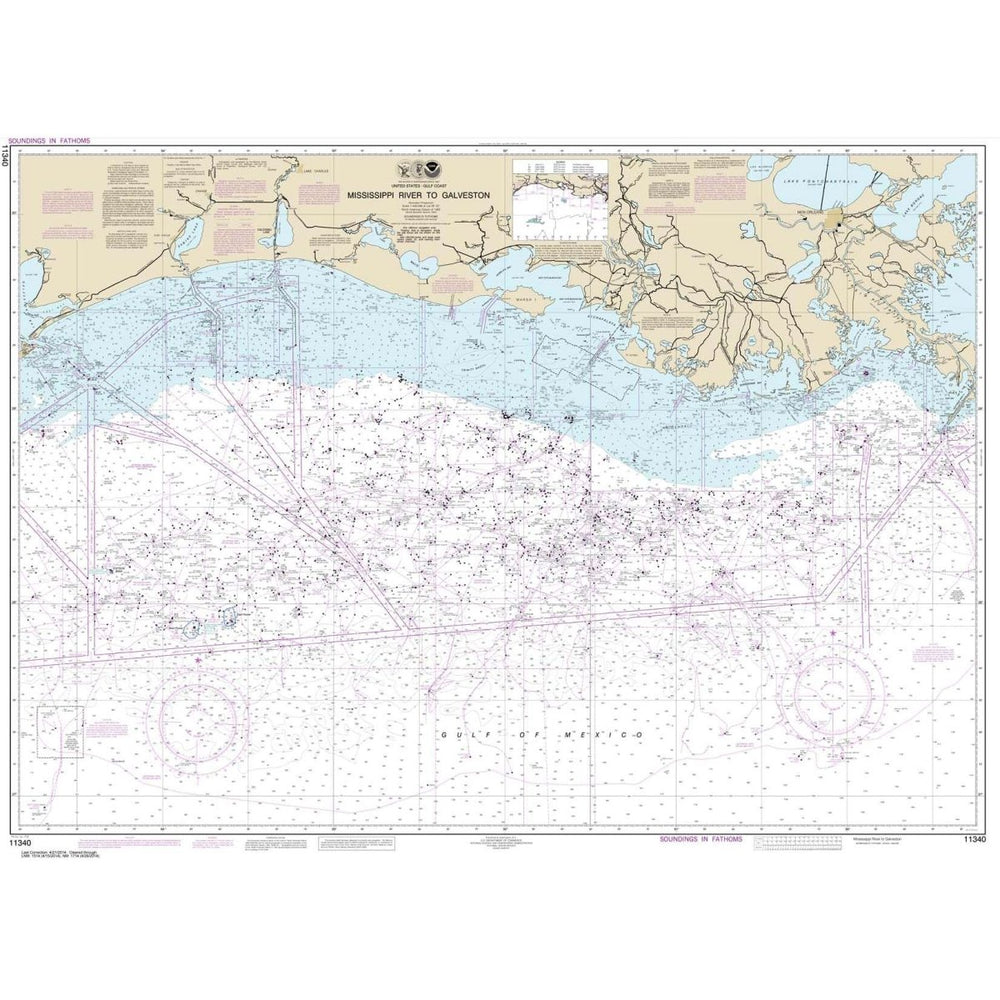 NOAA Chart 11340: Mississippi River to Galveston - Life Raft Professionals