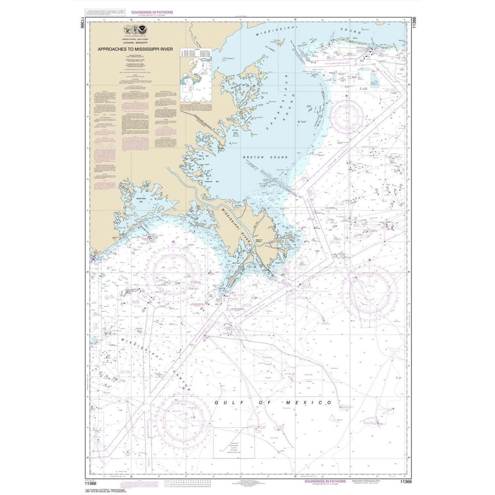 NOAA Chart 11366: Approaches to Mississippi River - Life Raft Professionals