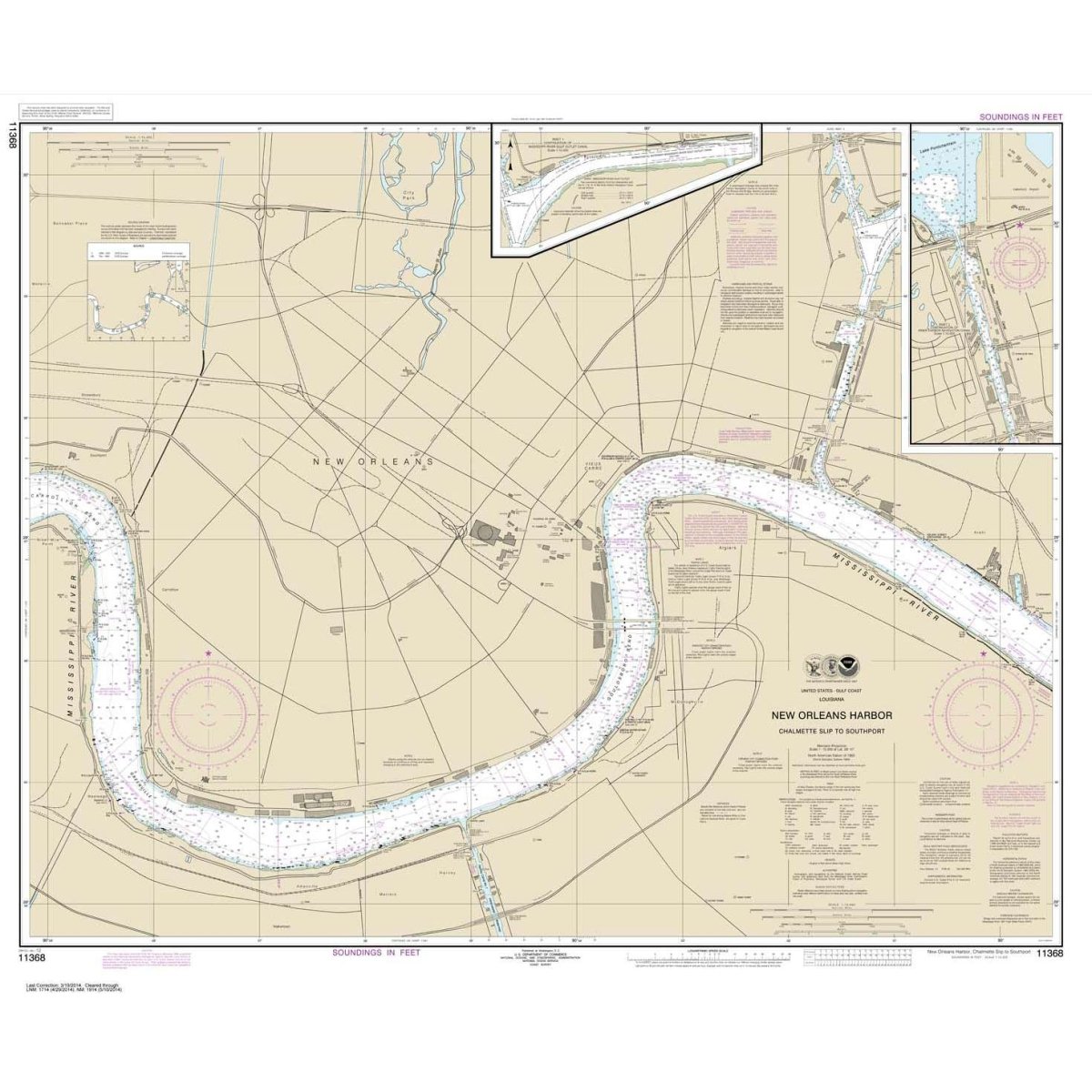 NOAA Chart 11368: New Orleans Harbor Chalmette Slip to Southport - Life Raft Professionals