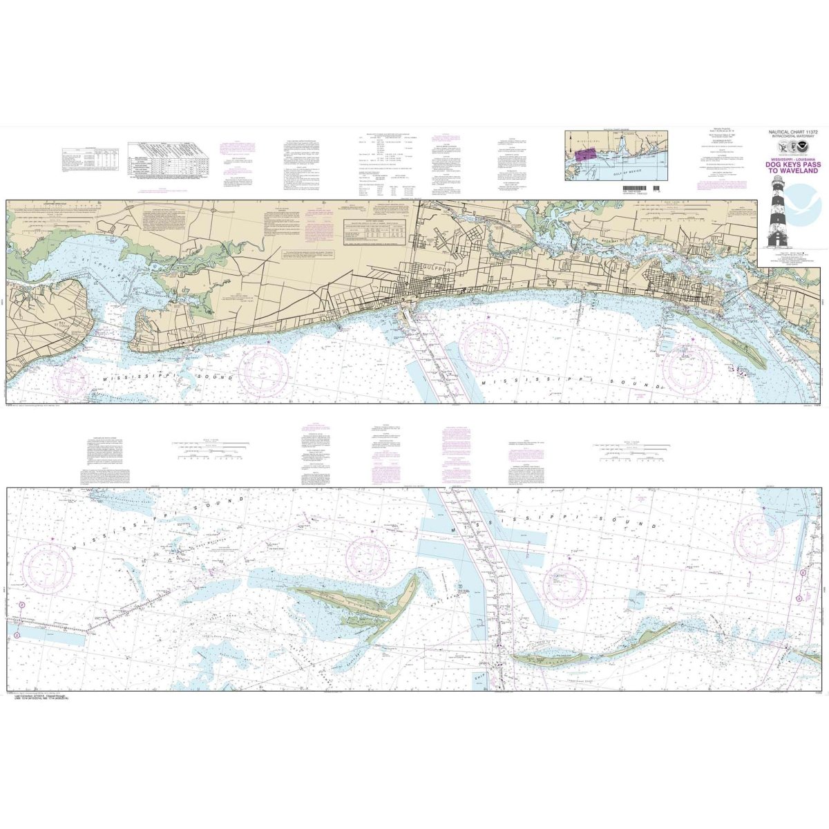 NOAA Chart 11372: Intracoastal Waterway Dog Keys Pass to Waveland - Life Raft Professionals
