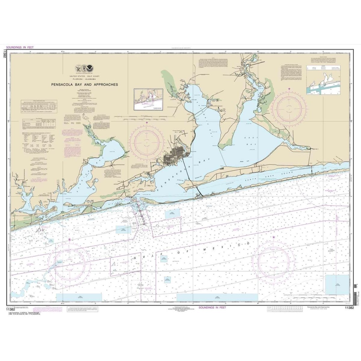 NOAA Chart 11382: Pensacola Bay and approaches - Life Raft Professionals