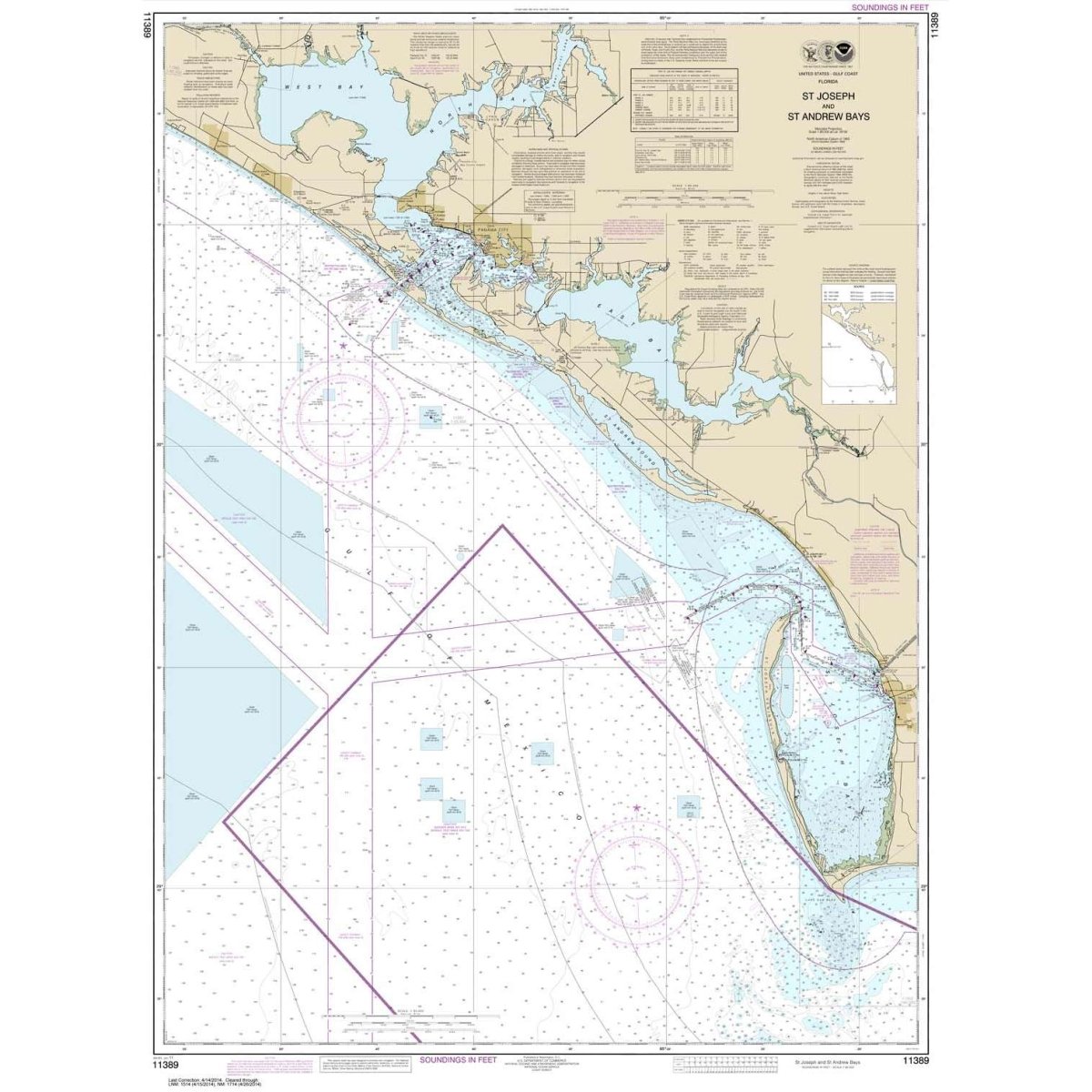 NOAA Chart 11389: St Joseph and St Andrew Bays - Life Raft Professionals