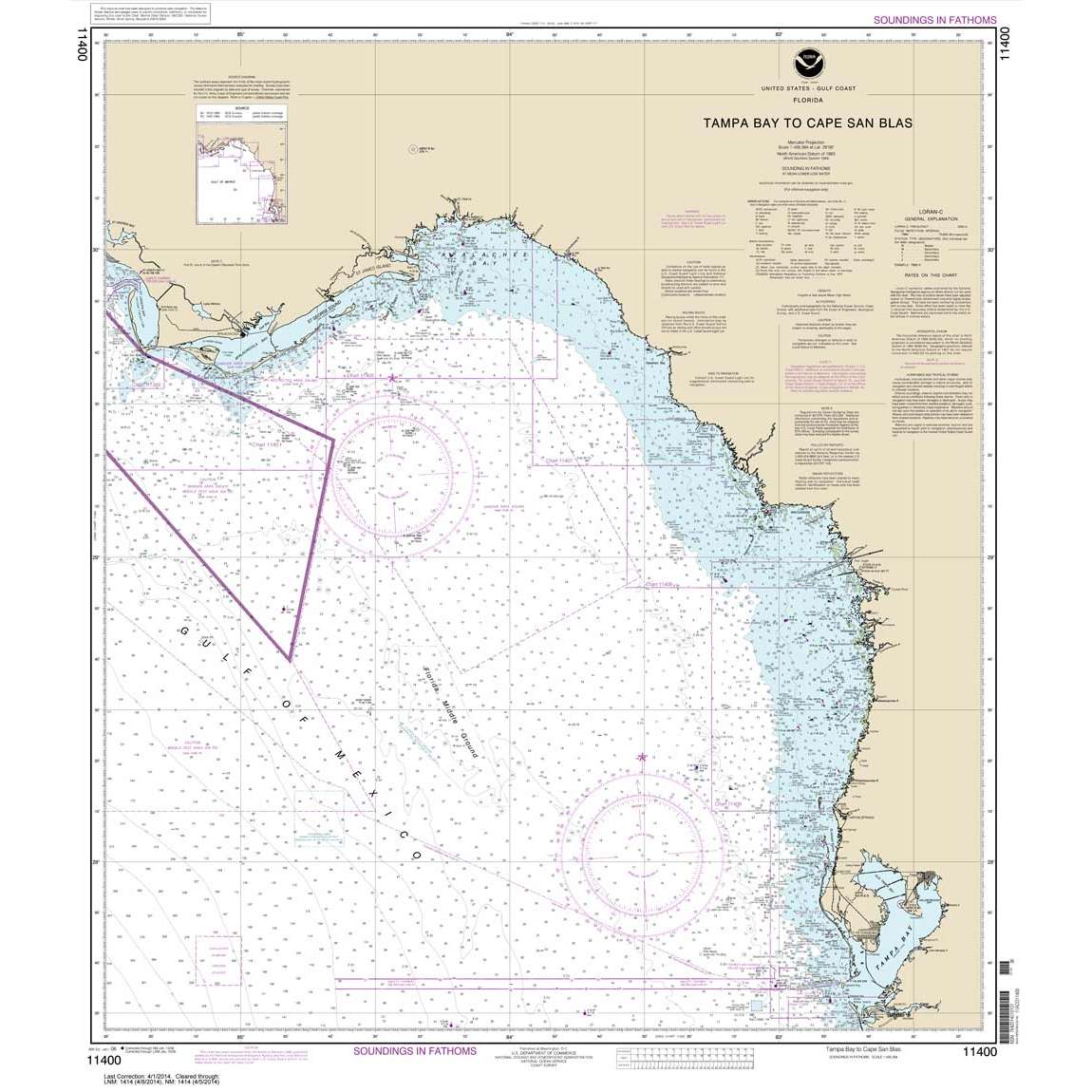 NOAA Chart 11400: Tampa Bay to Cape San Blas - Life Raft Professionals