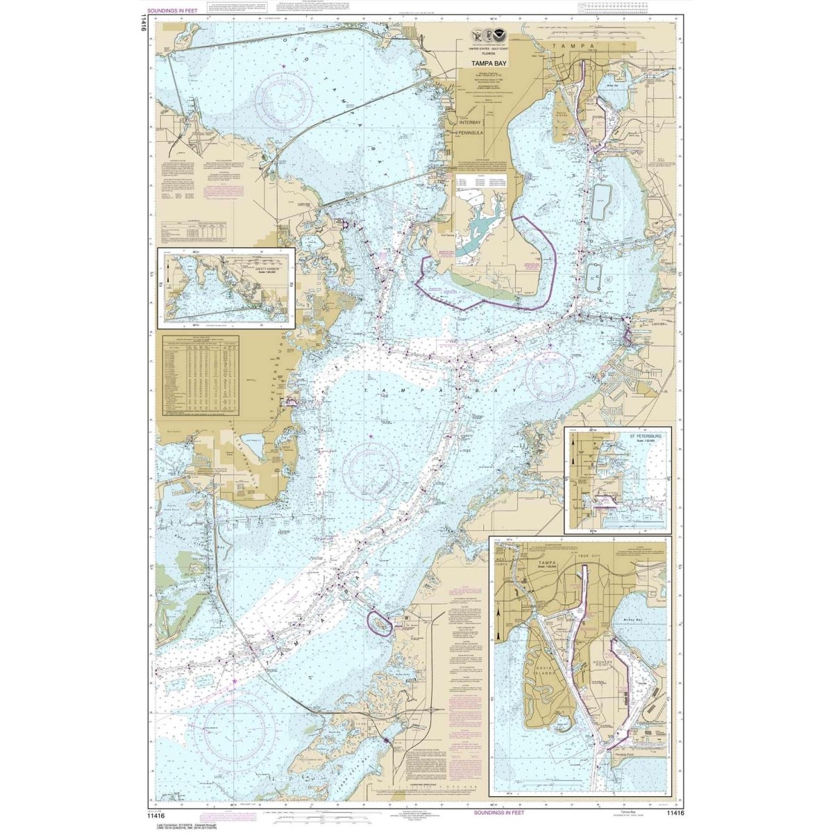 NOAA Chart 11416: Tampa Bay; Safety Harbor; St. Petersburg; Tampa - Life Raft Professionals