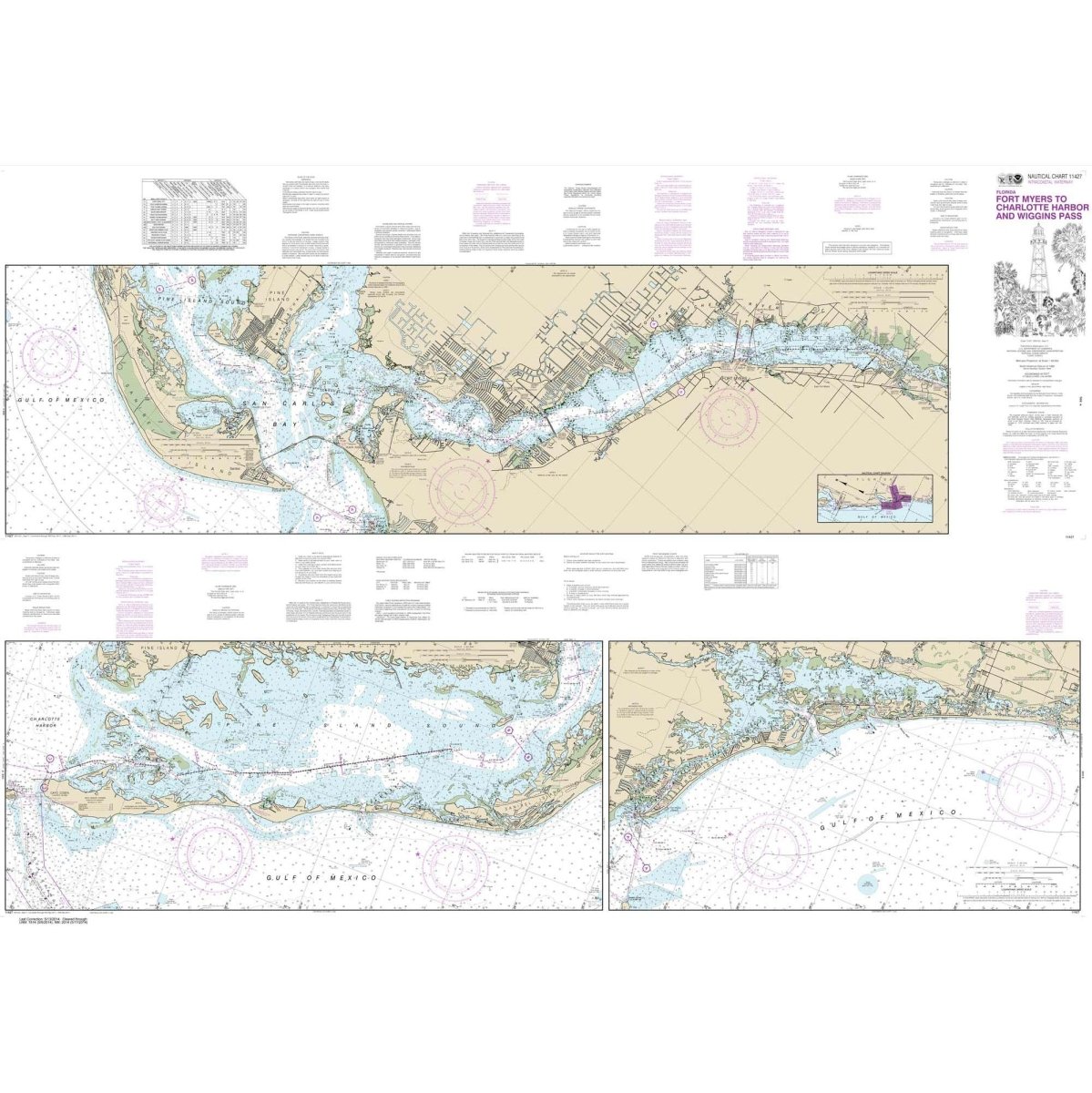 NOAA Chart 11427: Intracoastal Waterway Fort Myers to Charlotte Harbor and Wiggins Pass - Life Raft Professionals