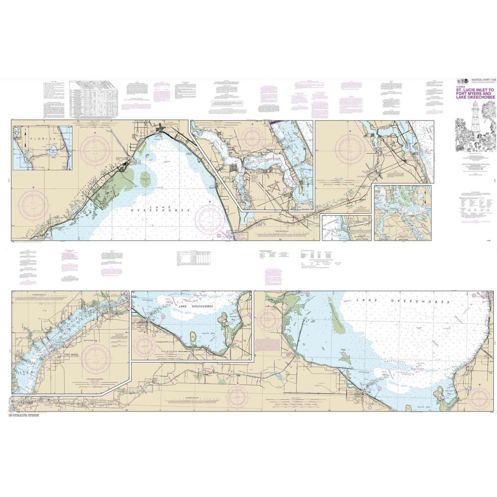 NOAA Chart 11428: Okeechobee Waterway St. Lucie Inlet to Fort Myers; Lake Okeechobee - Life Raft Professionals