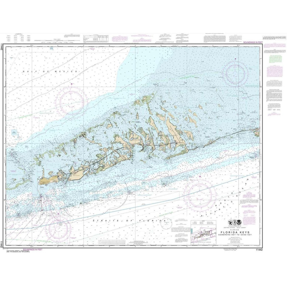 NOAA Chart 11442: Florida Keys Sombrero Key to Sand Key - Life Raft Professionals