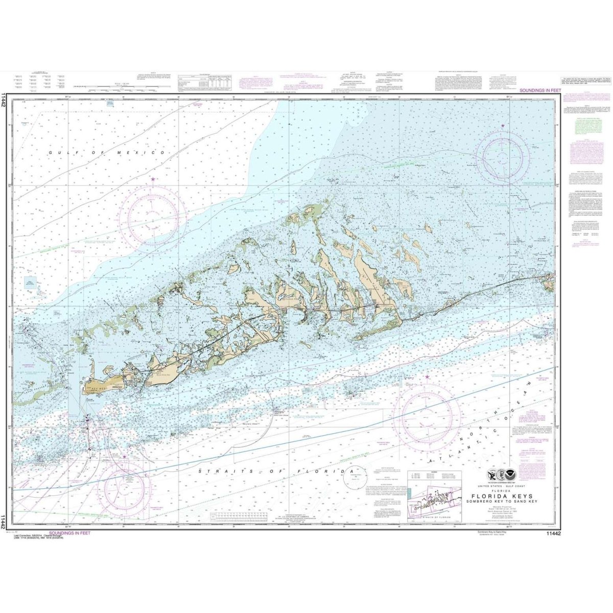 NOAA Chart 11442: Florida Keys Sombrero Key to Sand Key - Life Raft Professionals