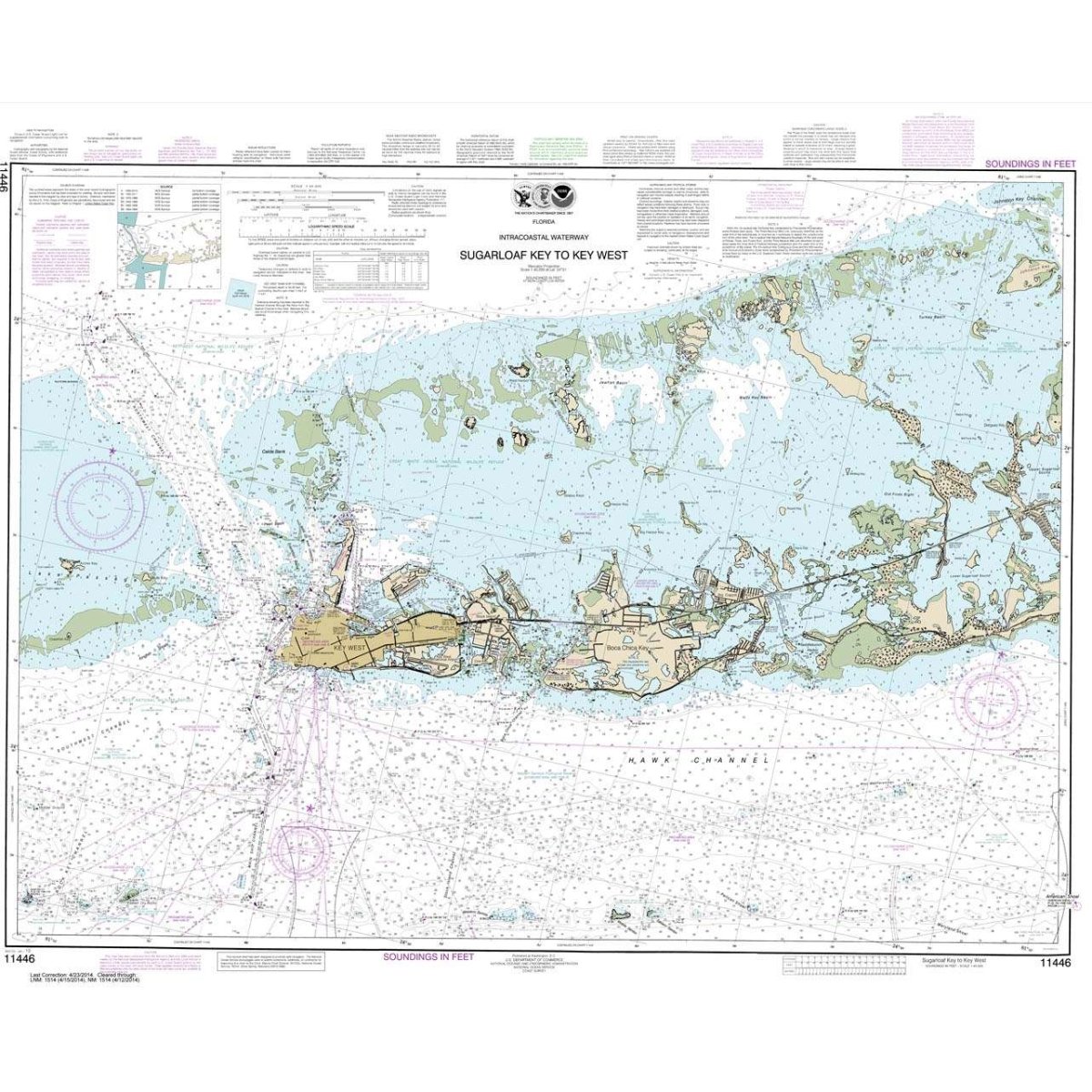 NOAA Chart 11446: Intracoastal Waterway Sugarloaf Key To Key West - Life Raft Professionals