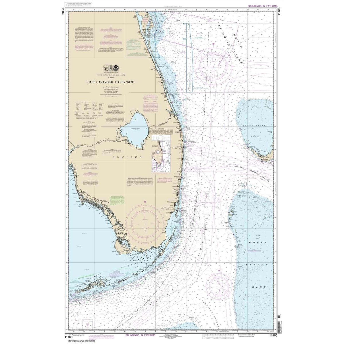 NOAA Chart 11460: Cape Canaveral to Key West - Life Raft Professionals