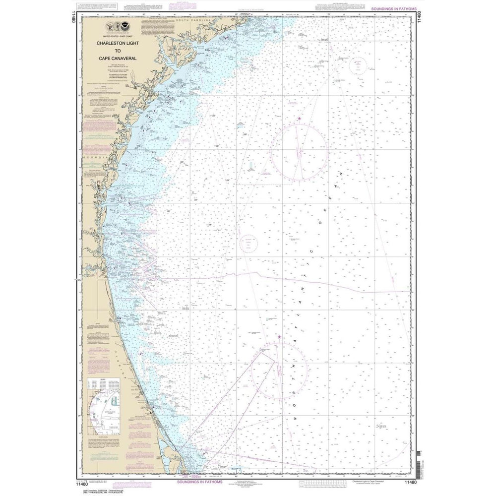 NOAA Chart 11480: Charleston Light to Cape Canaveral - Life Raft Professionals
