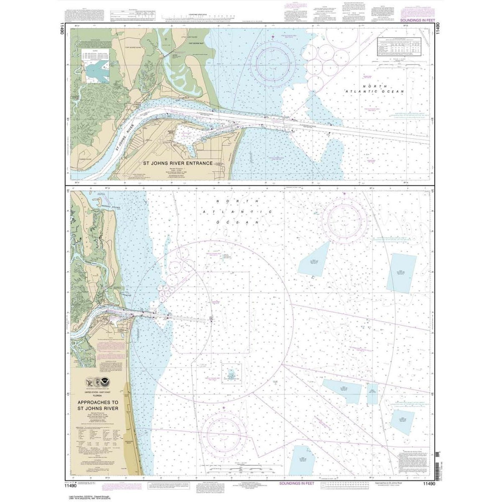 NOAA Chart 11490: Approaches to St. Johns River; St. Johns River Entrance - Life Raft Professionals