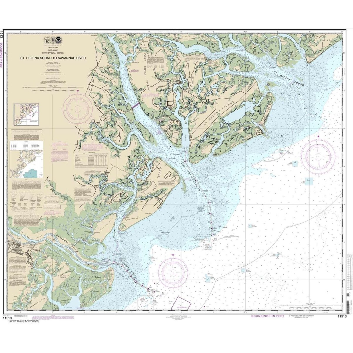 NOAA Chart 11513: St. Helena Sound to Savannah River - Life Raft Professionals