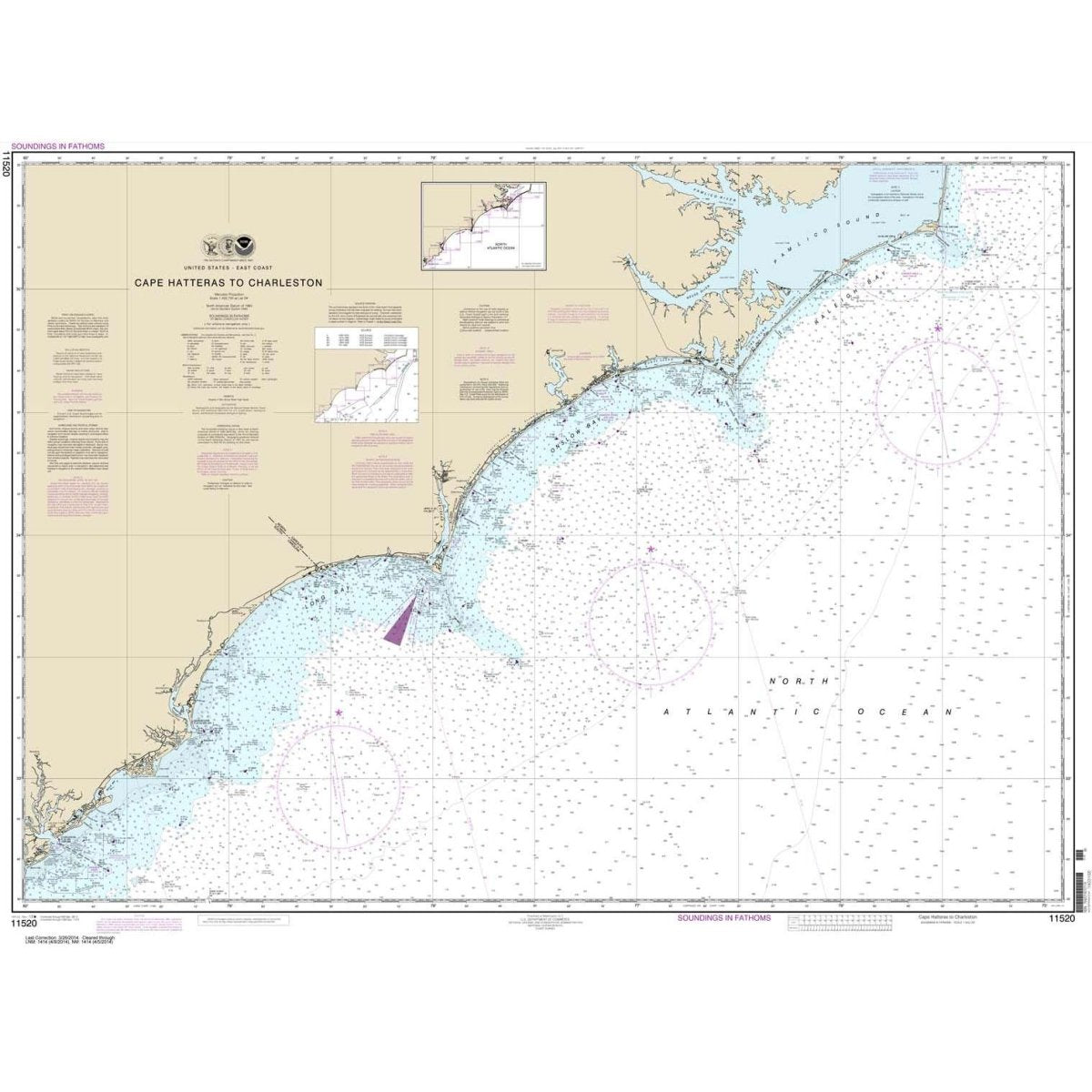 NOAA Chart 11520: Cape Hatteras to Charleston - Life Raft Professionals