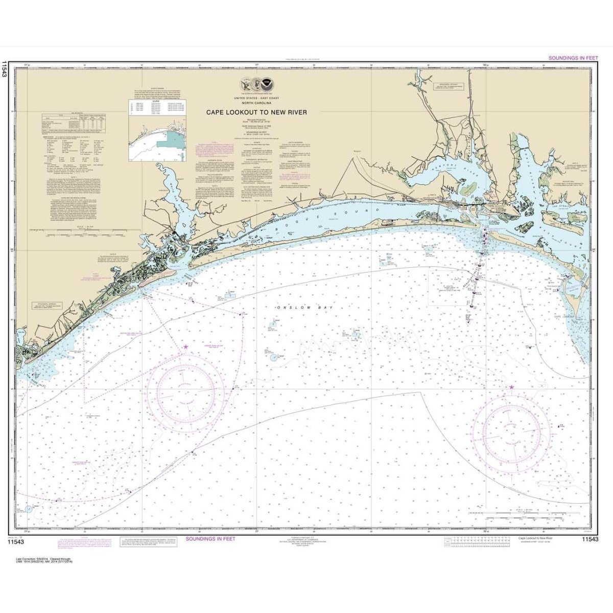NOAA Chart 11543: Cape Lookout to New River - Life Raft Professionals