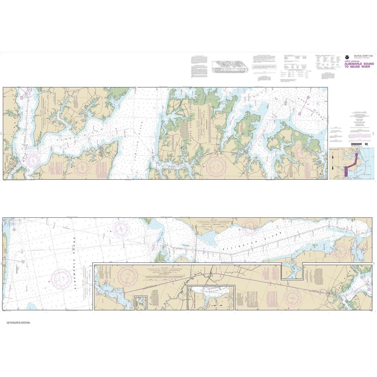 NOAA Chart 11553: Intracoastal Waterway Albermarle Sound to Neuse River; Alligator River; Second Creek - Life Raft Professionals