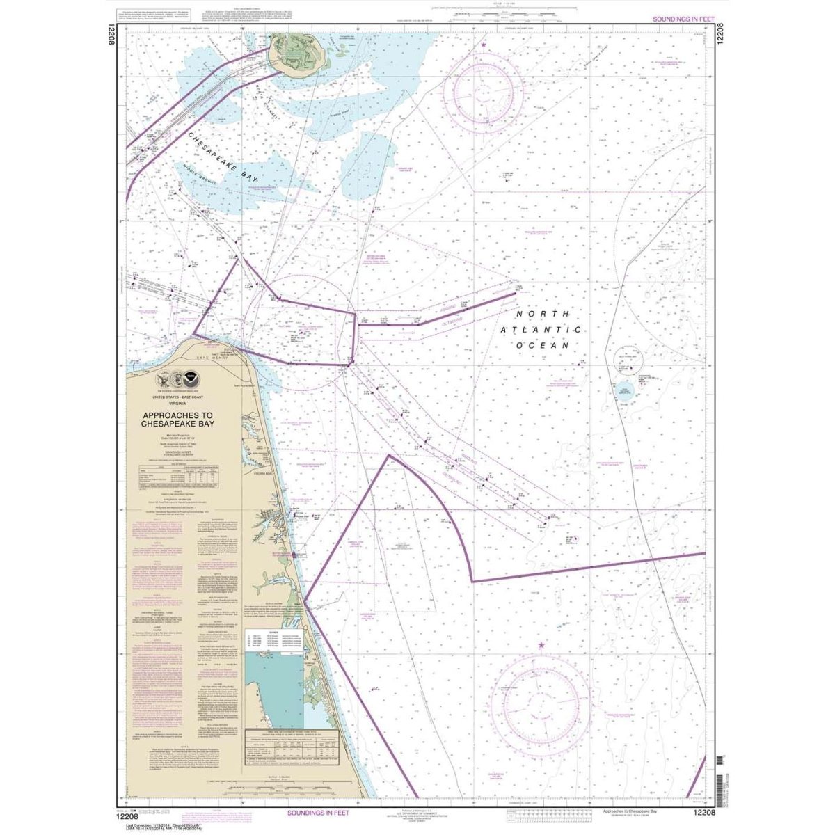 NOAA Chart 12208: Approaches to Chesapeake Bay - Life Raft Professionals