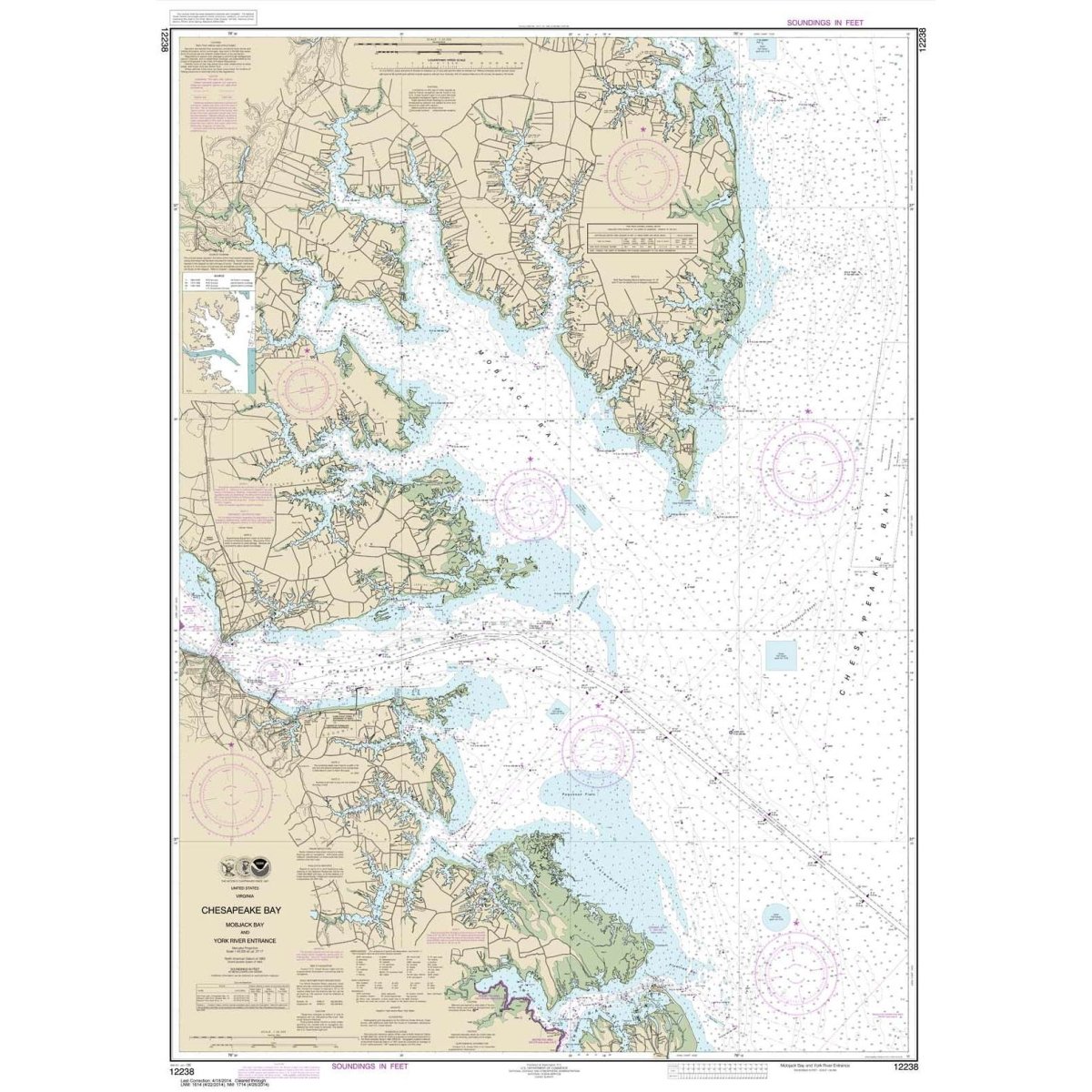 NOAA Chart 12238: Chesapeake Bay Mobjack Bay and York River Entrance - Life Raft Professionals
