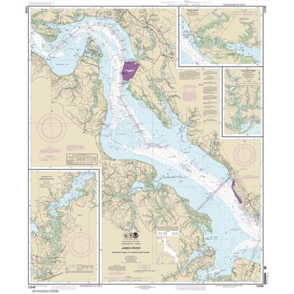 NOAA Chart 12248: James River Newport News to Jamestown Island; Back River and College Creek - Life Raft Professionals
