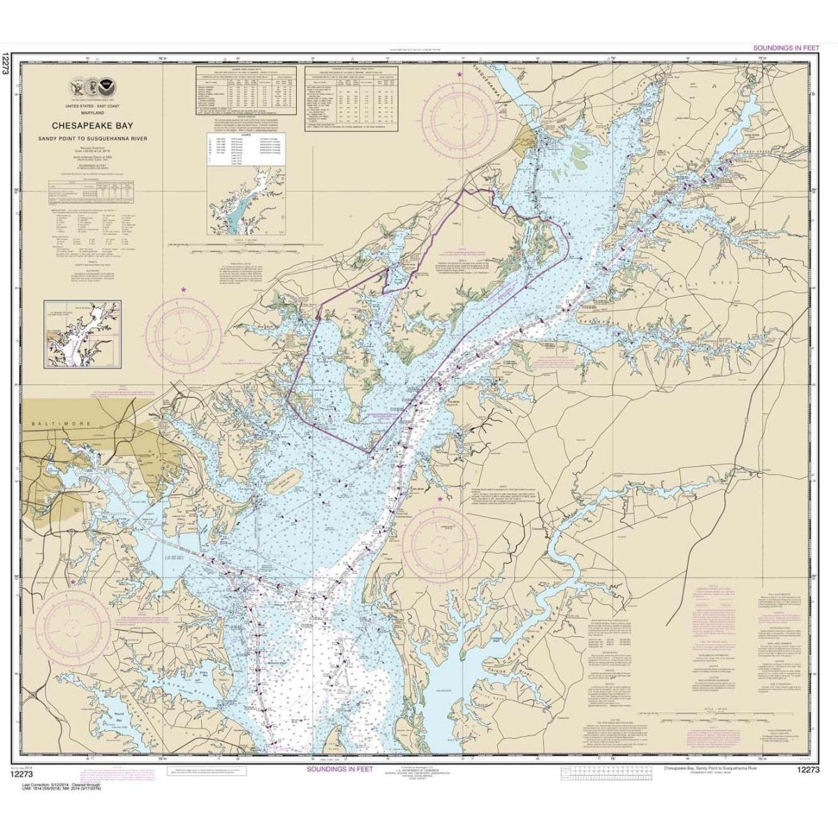 NOAA Chart 12273: Chesapeake Bay Sandy Point to Susquehanna River - Life Raft Professionals