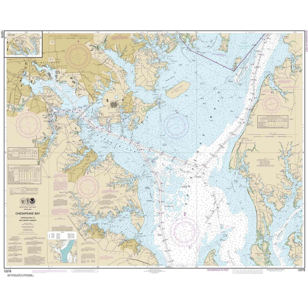 NOAA Chart 12278: Chesapeake Bay Approaches to Baltimore Harbor - Life Raft Professionals