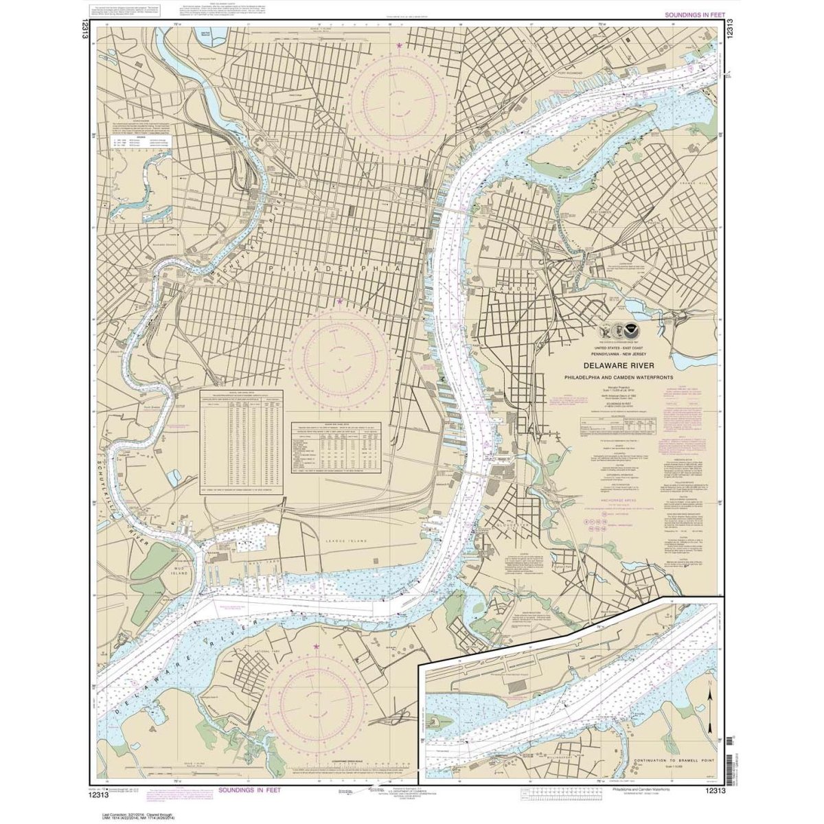 NOAA Chart 12313: Philadelphia and Camden Waterfronts - Life Raft Professionals