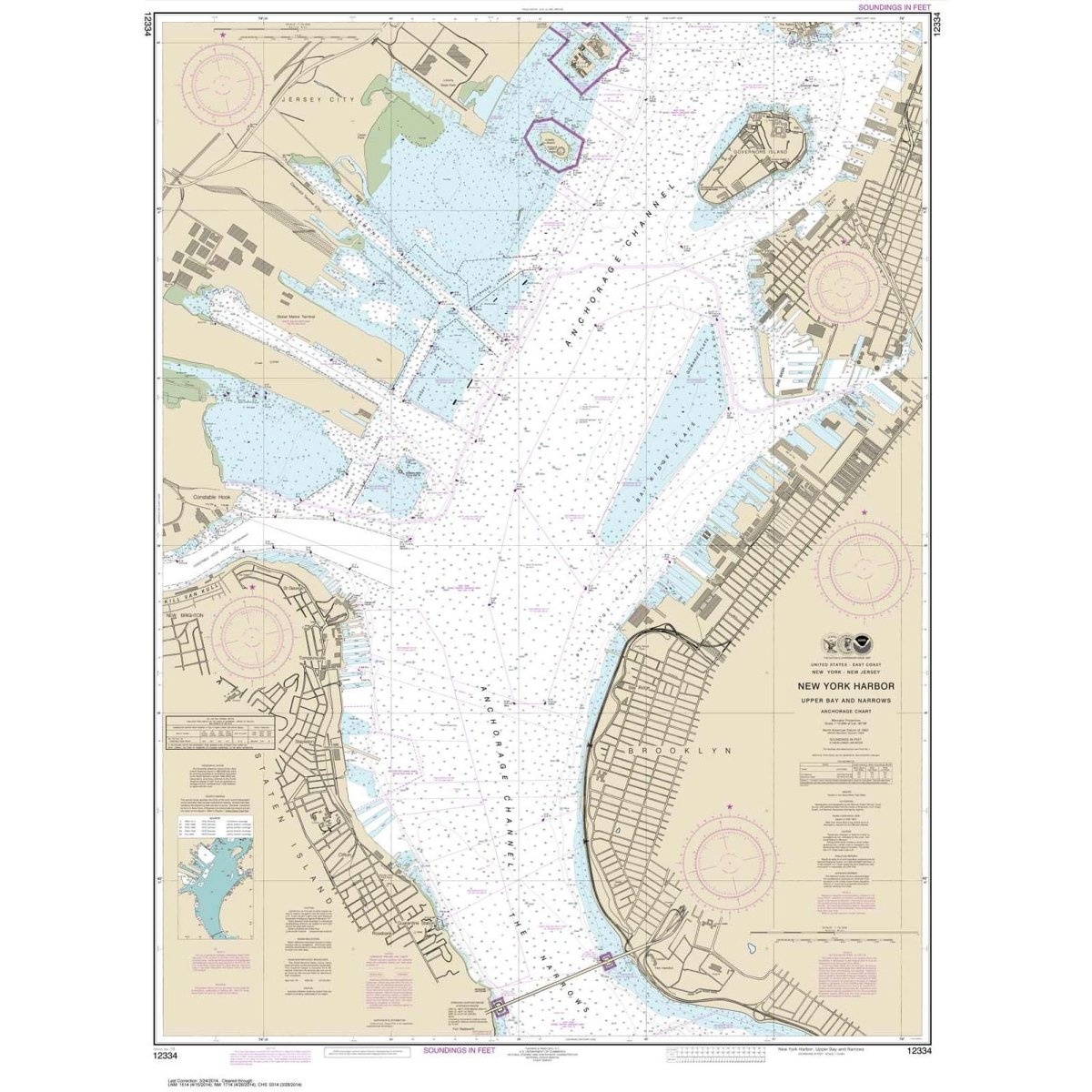 NOAA Chart 12334: New York Harbor Upper Bay and Narrows-Anchorage Chart - Life Raft Professionals