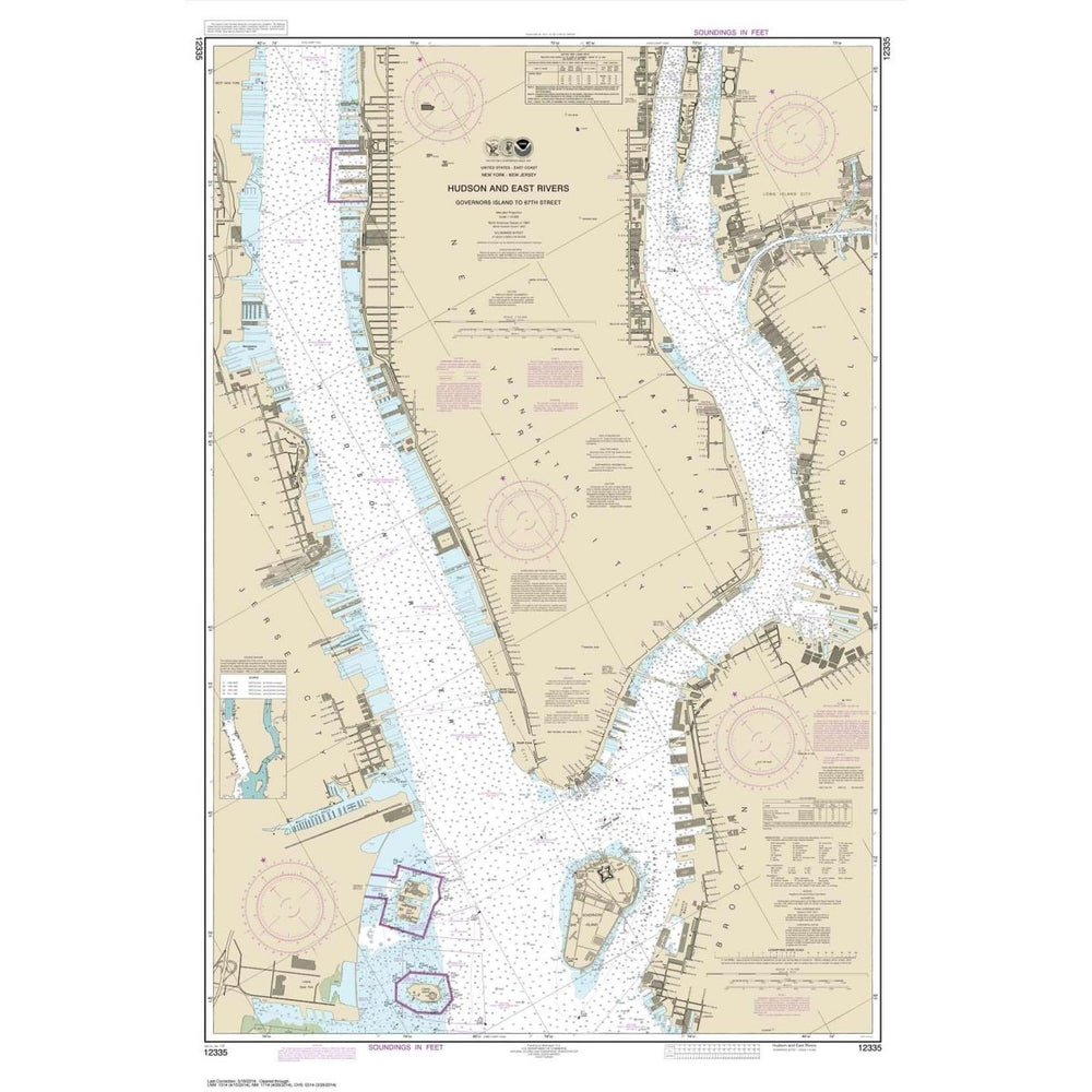 NOAA Chart 12335: Hudson and East Rivers Governors Island to 67th Street - Life Raft Professionals