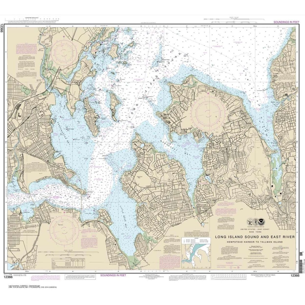 NOAA Chart 12366: Long Island Sound and East River Hempstead Harbor to Tallman Island - Life Raft Professionals