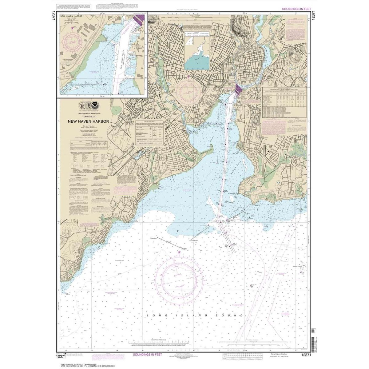 NOAA Chart 12371: New Haven Harbor; New Haven Harbor (Inset) – Life ...