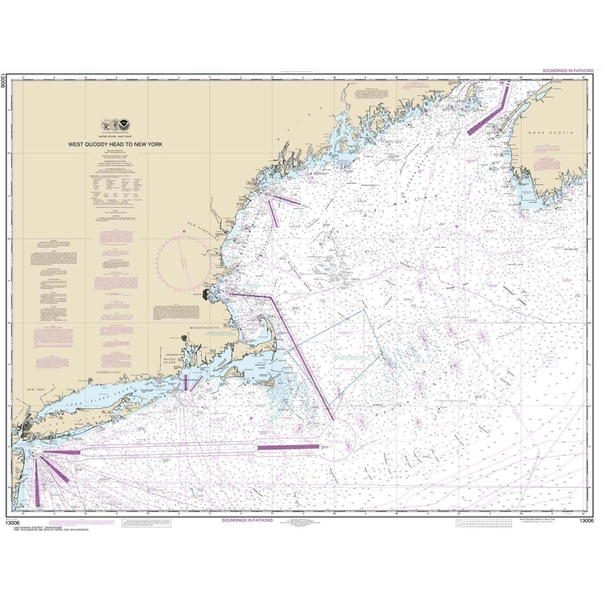 NOAA Chart 13006: West Quoddy Head to New York - Life Raft Professionals
