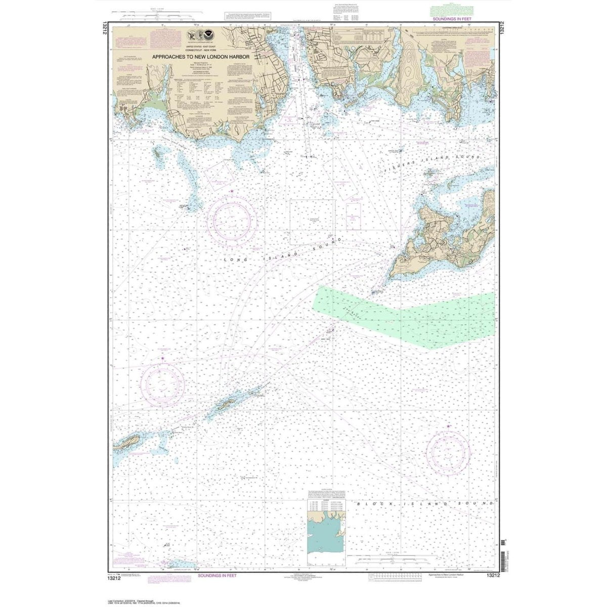 NOAA Chart 13212: Approaches to New London Harbor - Life Raft Professionals