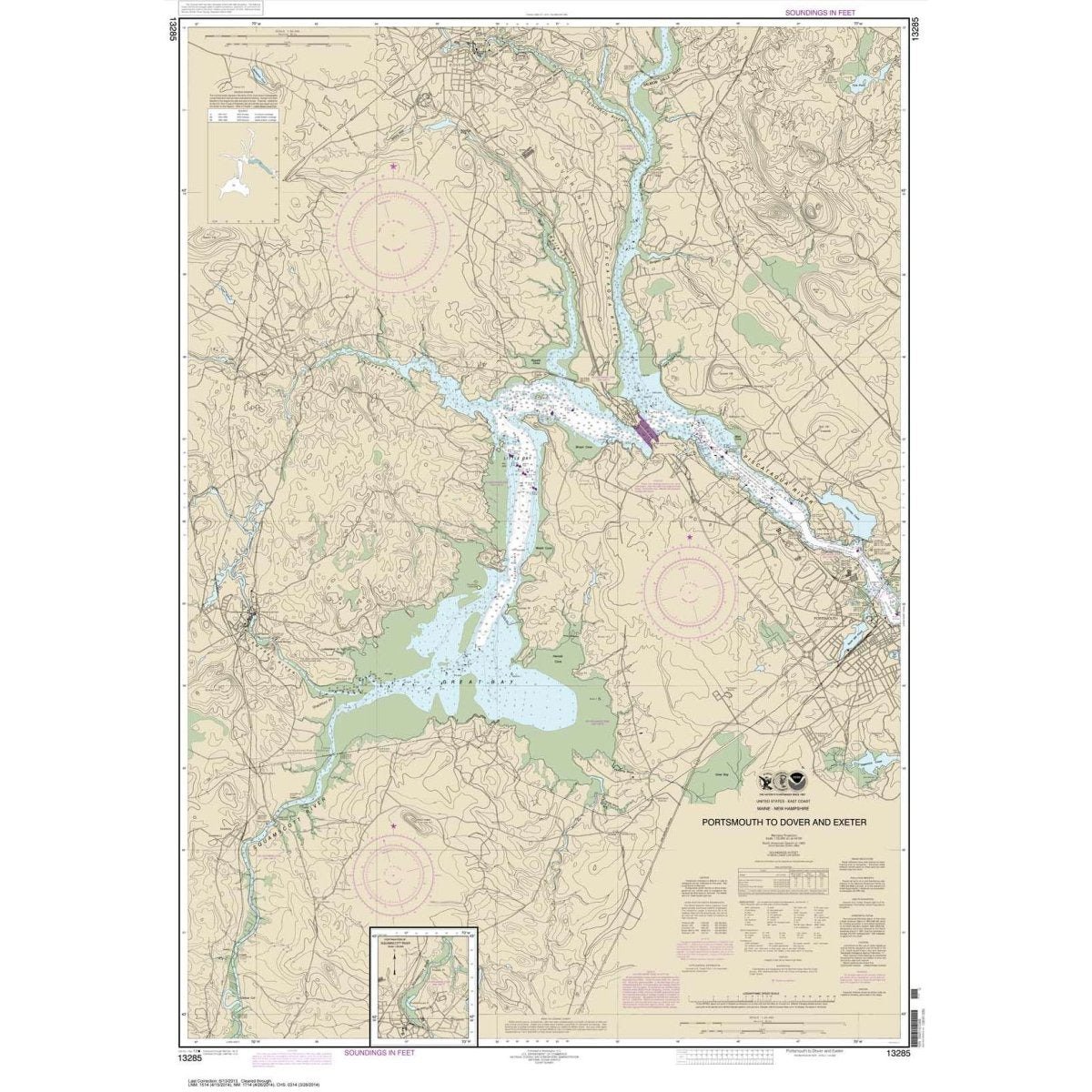 NOAA Chart 13285: Portsmouth to Dover and Exeter – Life Raft Professionals