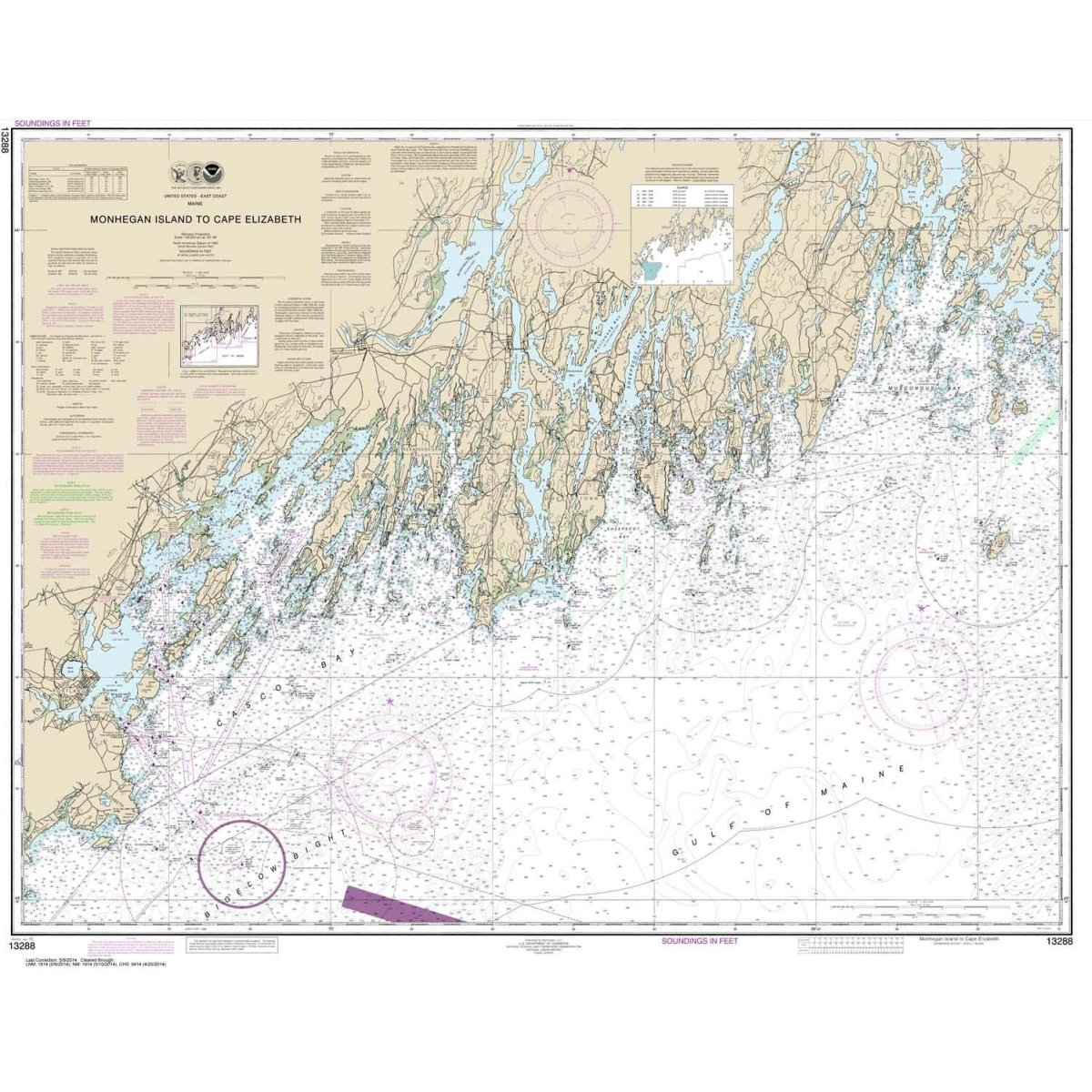NOAA Chart 13288: Monhegan Island to Cape Elizabeth - Life Raft Professionals