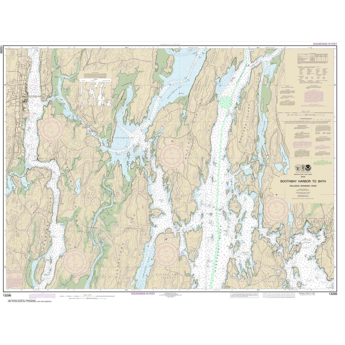 NOAA Chart 13296: Boothbay Harbor to Bath: Including Kennebec River - Life Raft Professionals