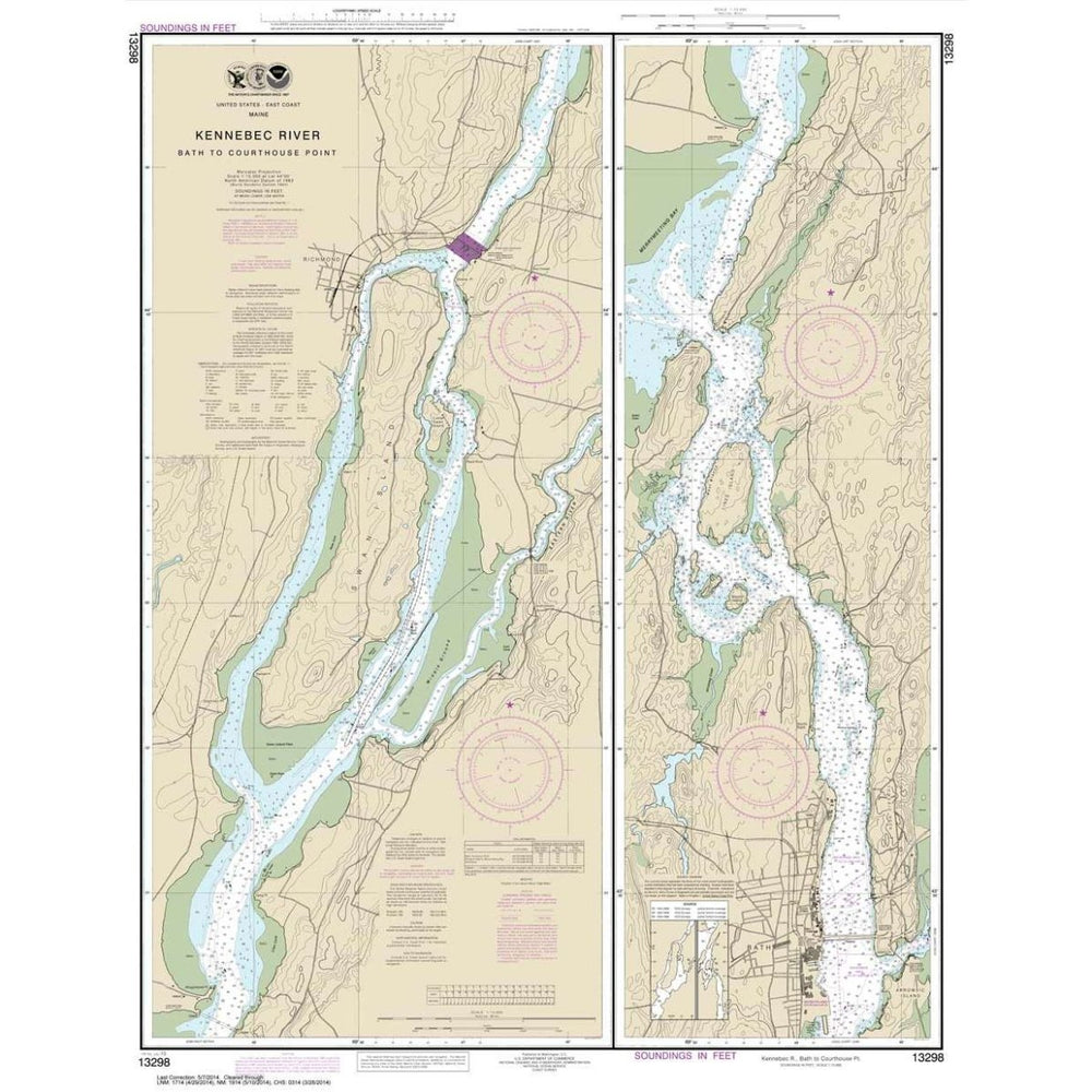 NOAA Chart 13298: Kennebec River Bath to Courthouse Point - Life Raft Professionals