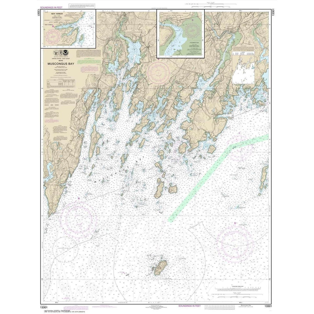 NOAA Chart 13301: Muscongus Bay;New Harbor;Thomaston - Life Raft Professionals
