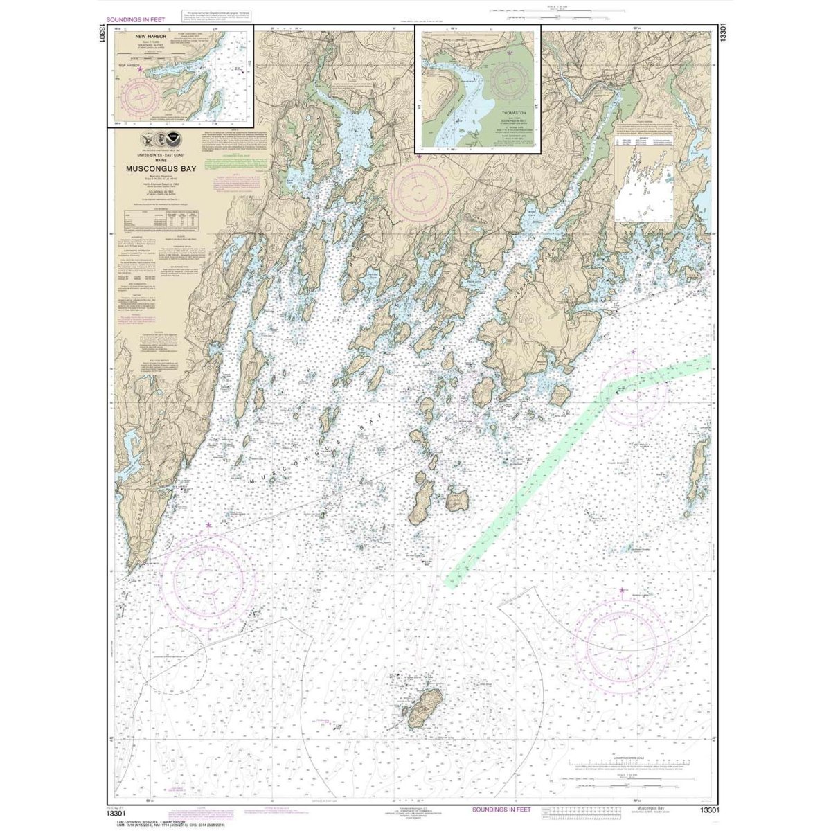 NOAA Chart 13301: Muscongus Bay;New Harbor;Thomaston - Life Raft Professionals