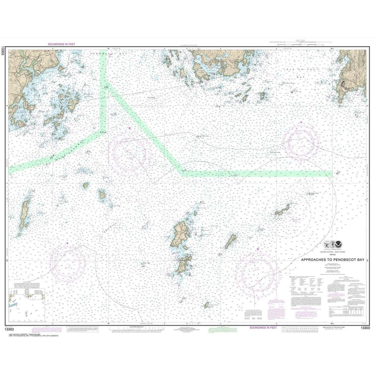NOAA Chart 13303: Approaches to Penobscot Bay - Life Raft Professionals