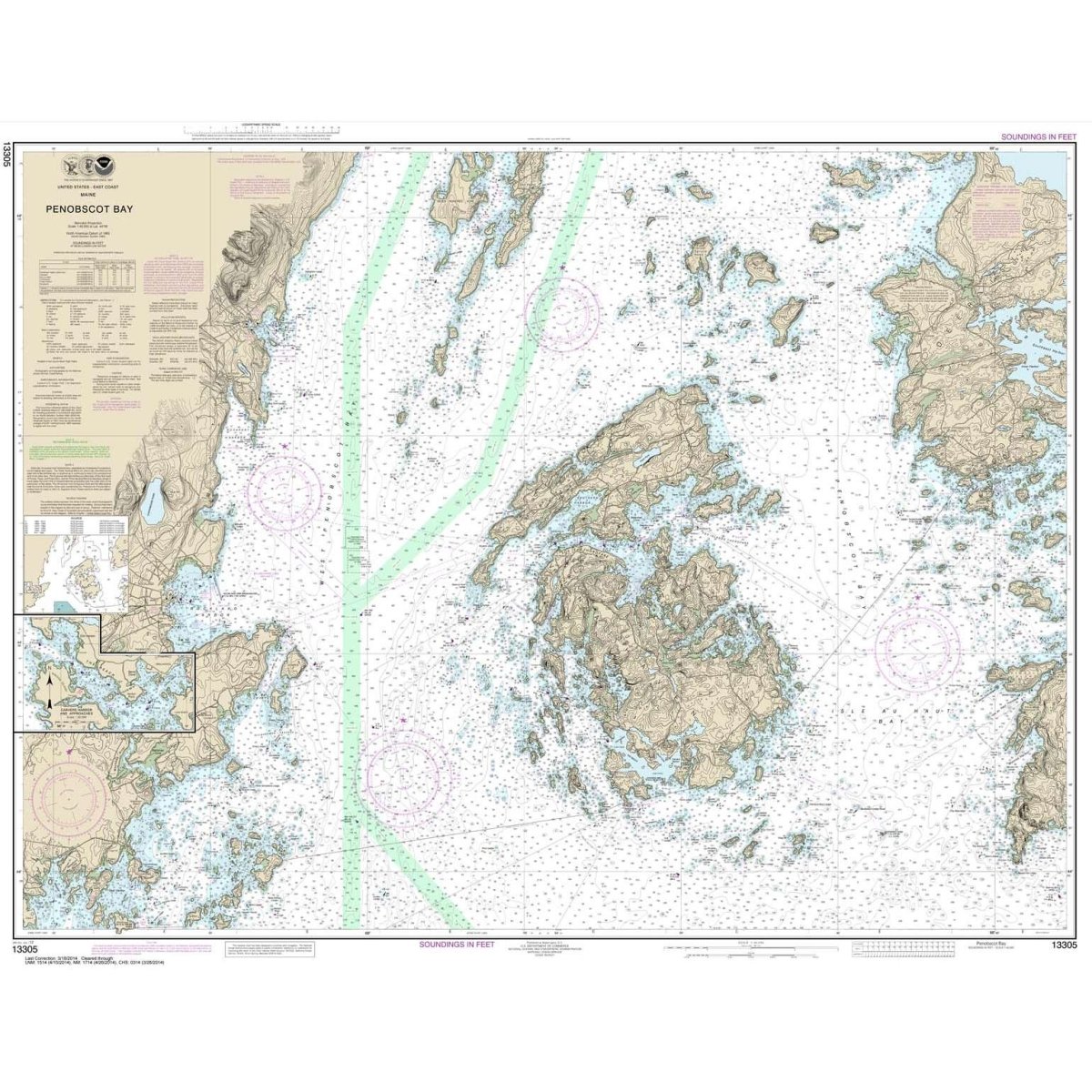 NOAA Chart 13305: Penobscot Bay; Carvers Harbor and Approaches - Life Raft Professionals