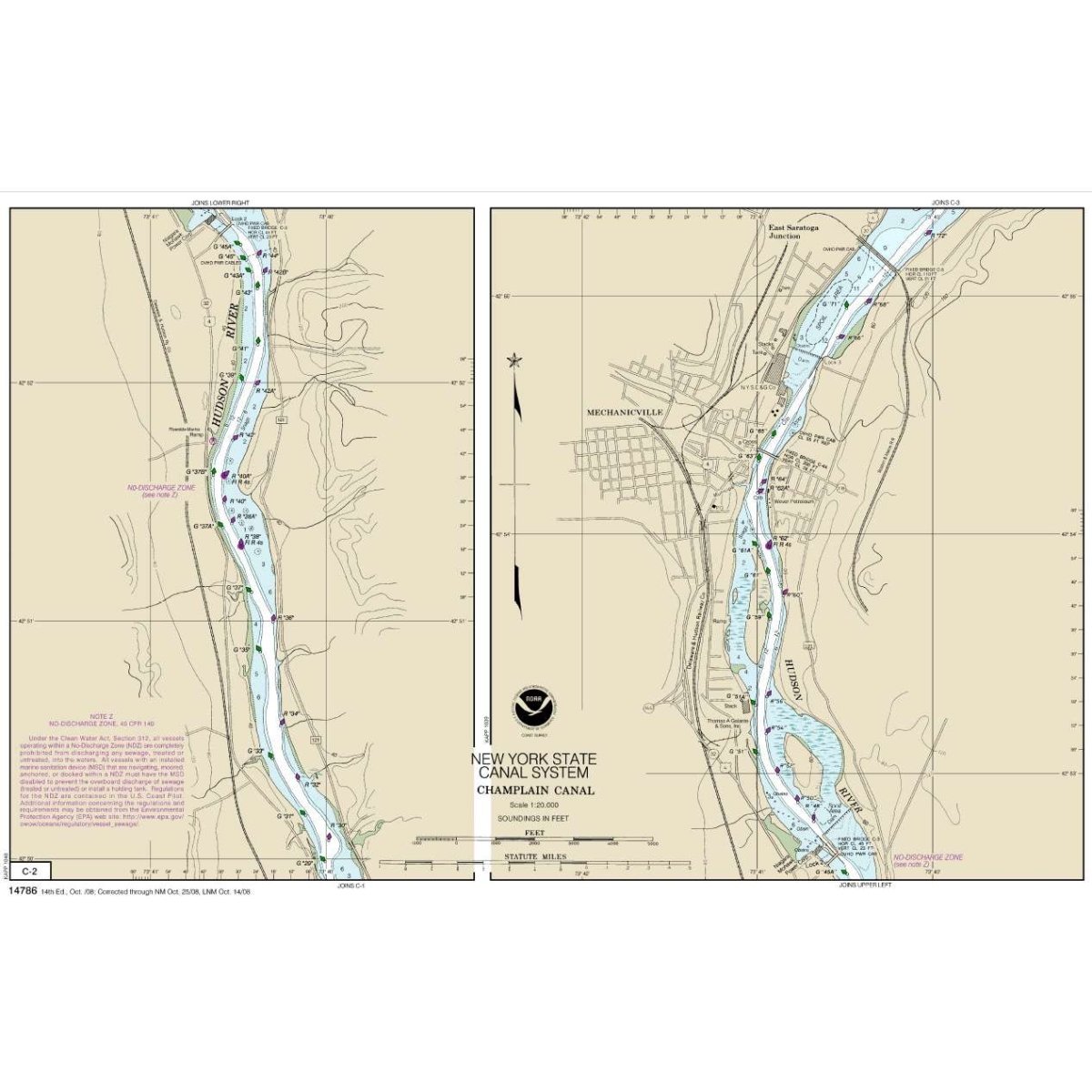 NOAA Chart 14786: New York State Barge Canal System (70 page Booklet) - Life Raft Professionals