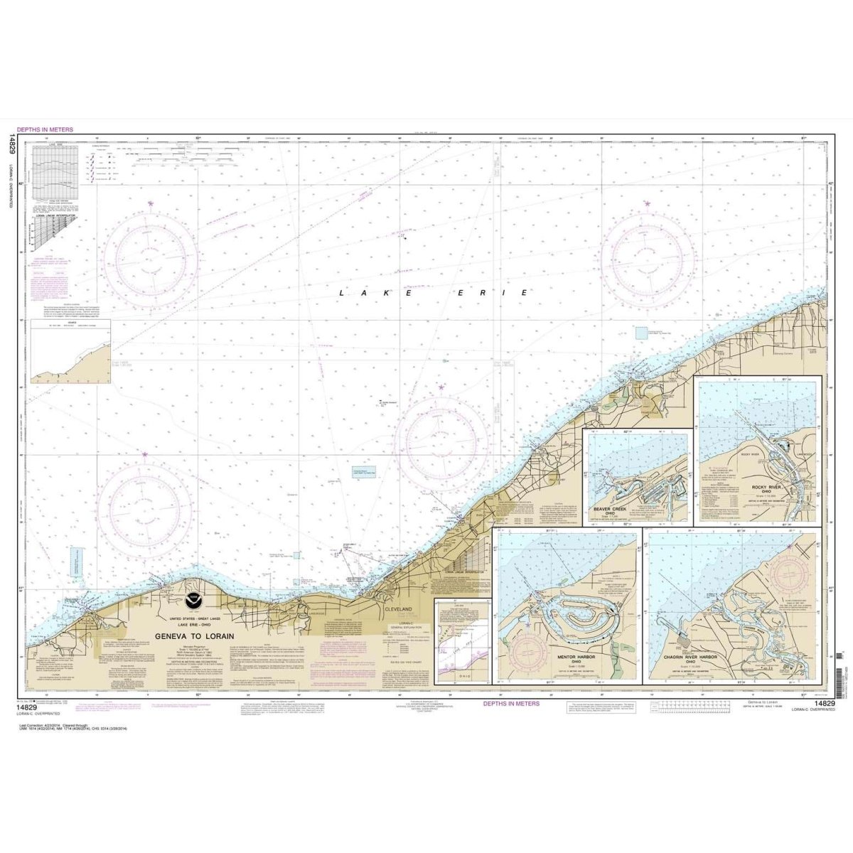 NOAA Chart 14829: Geneva to Lorain; Beaver Creek; Rocky River; Mentor Harbor; Chagrin River - Life Raft Professionals