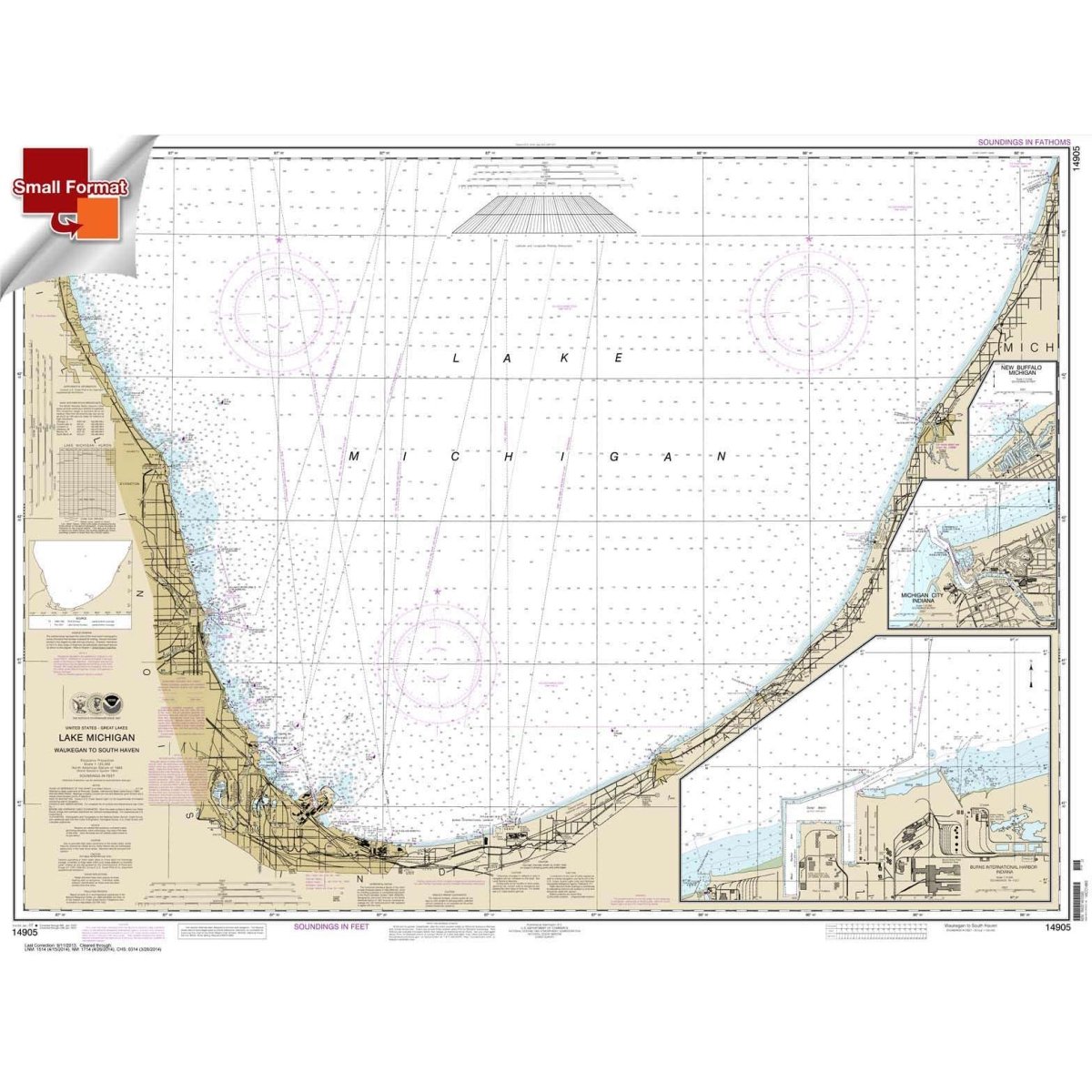 NOAA Chart 14905: Waukegan to South Haven; Michigan City; Burns International Harbor; New Buffalo - Life Raft Professionals