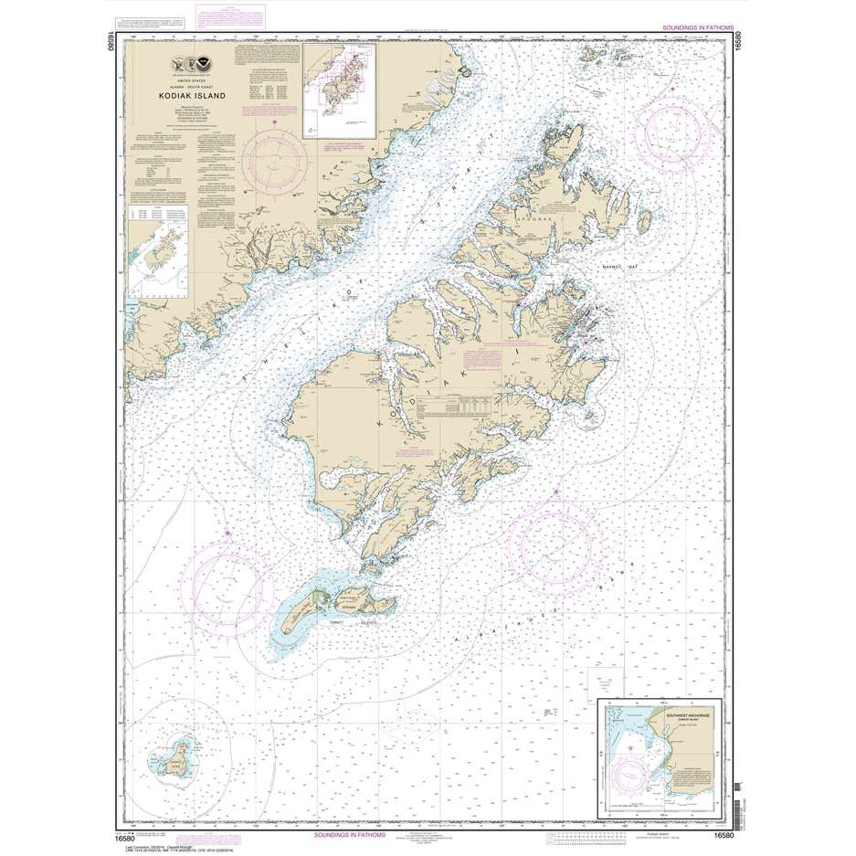NOAA Chart 16580: Kodiak Island; Southwest Anchorage: Chirikof Island - Life Raft Professionals