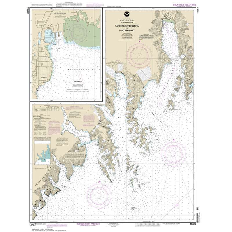 NOAA Chart 16682: Cape Resurrection to Two Arm Bay;Seward - Life Raft Professionals