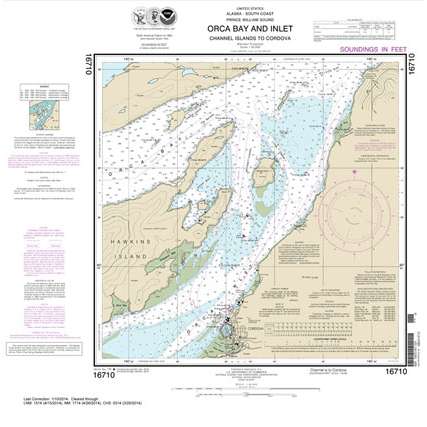 NOAA Chart 16710: Orca B. and ln.-Channel ls. to Cordova - Life Raft Professionals