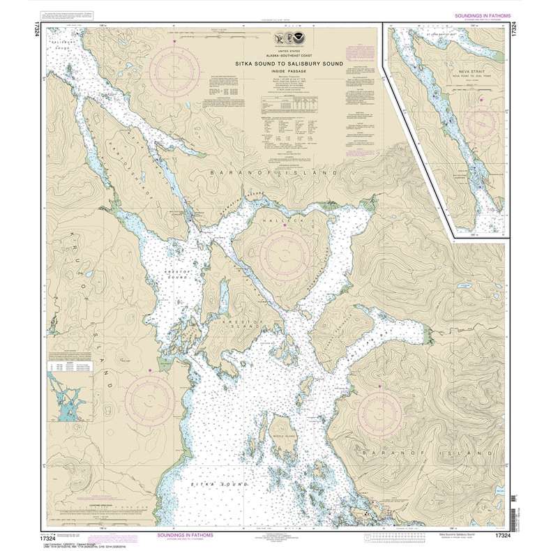 NOAA Chart 17324: Sitka Sound to Salisbury Sound: Inside Passage; Neva Str.-Neva Pt. to Zeal Pt. - Life Raft Professionals