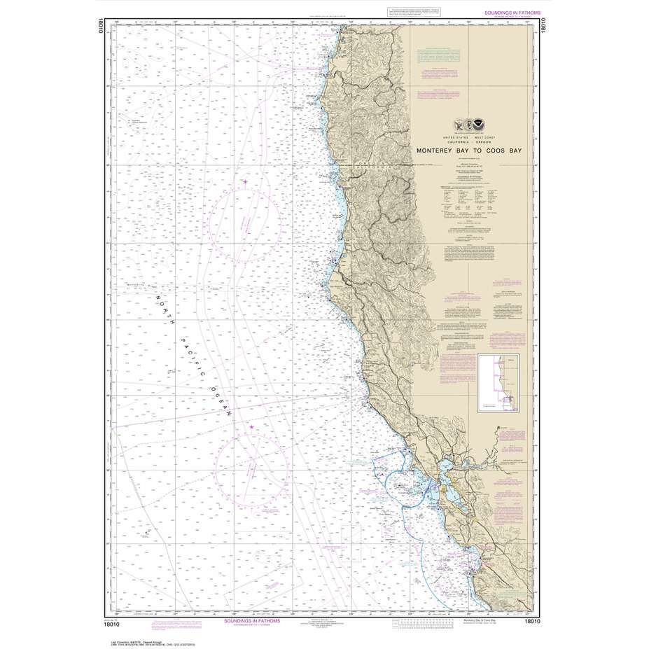 NOAA Chart 18010: Monterey Bay to Coos Bay - Life Raft Professionals