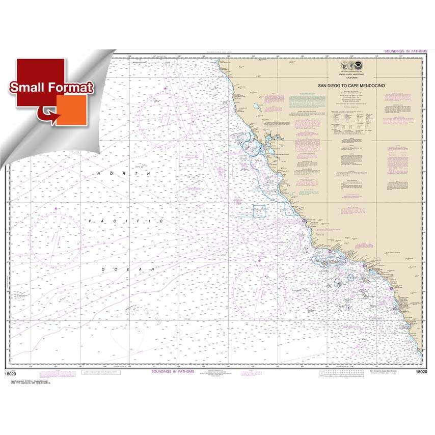 NOAA Chart 18020: San Diego to Cape Mendocino - Life Raft Professionals